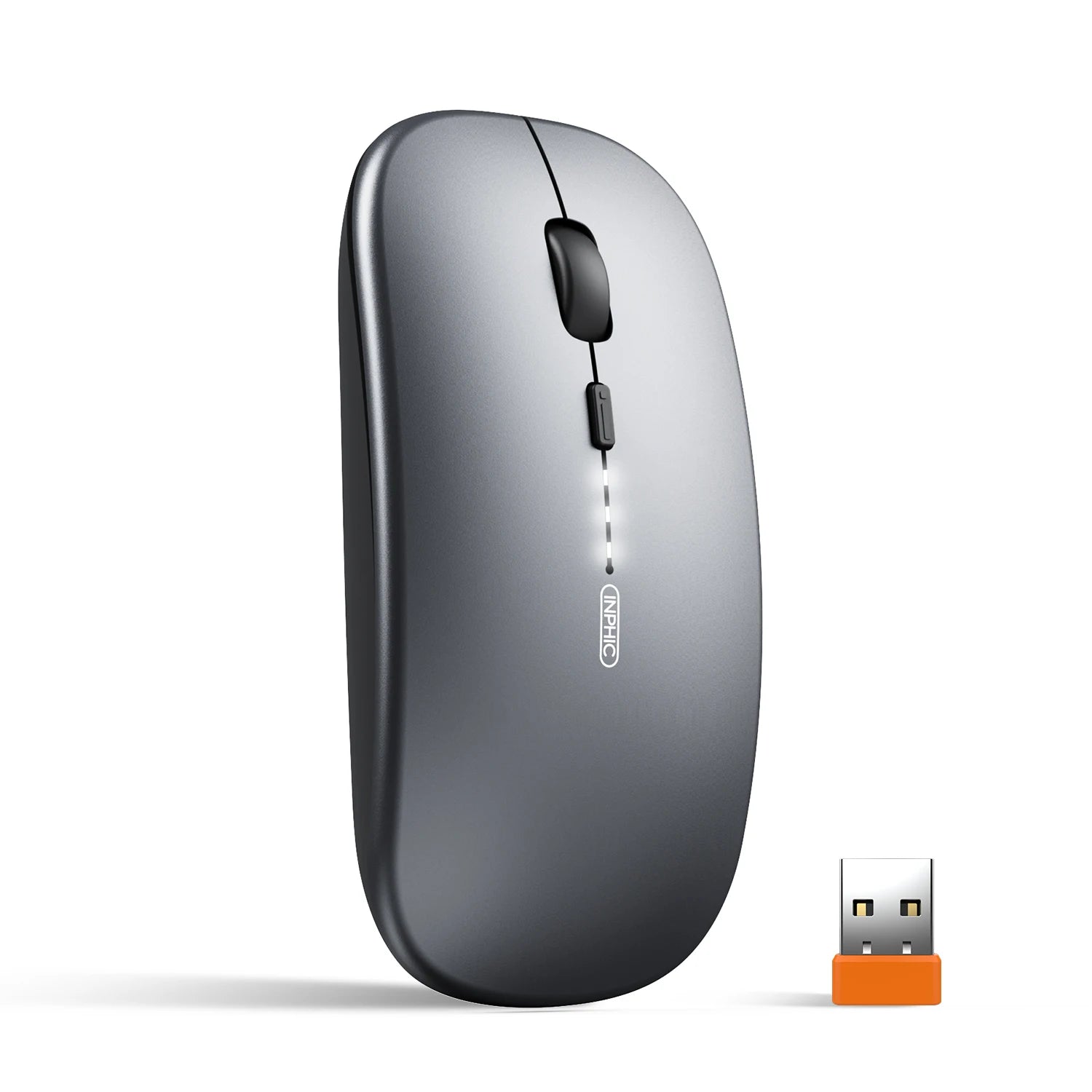INPHIC M1P Rechargeable Wireless Mouse [Power Display Enhanced Edition] Office Light Sound Laptop Home 2.4G Ultra Thin Portable