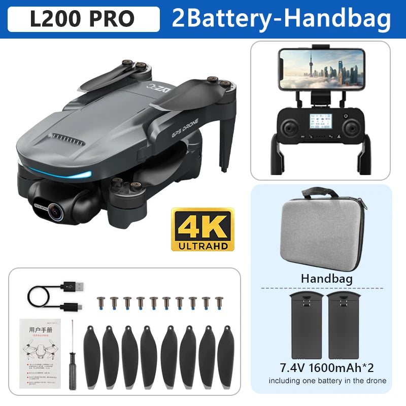 L200 PRO MAX Drone 4K Profesional 2-Axis Gimbal 360° Obstacle Avoidance Brushless Motor GPS 5G WIFI FPV Quadcopter Toys RC Drone