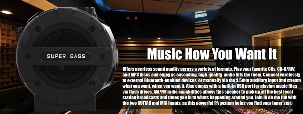 Naxa MP3/CD Bass Reflex Boombox and PA System with Bluetooth